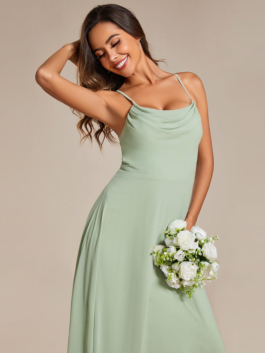 Elegant Sleeveless A-Line Chiffon Bridesmaid Gown with Criss-Cross Back Detail