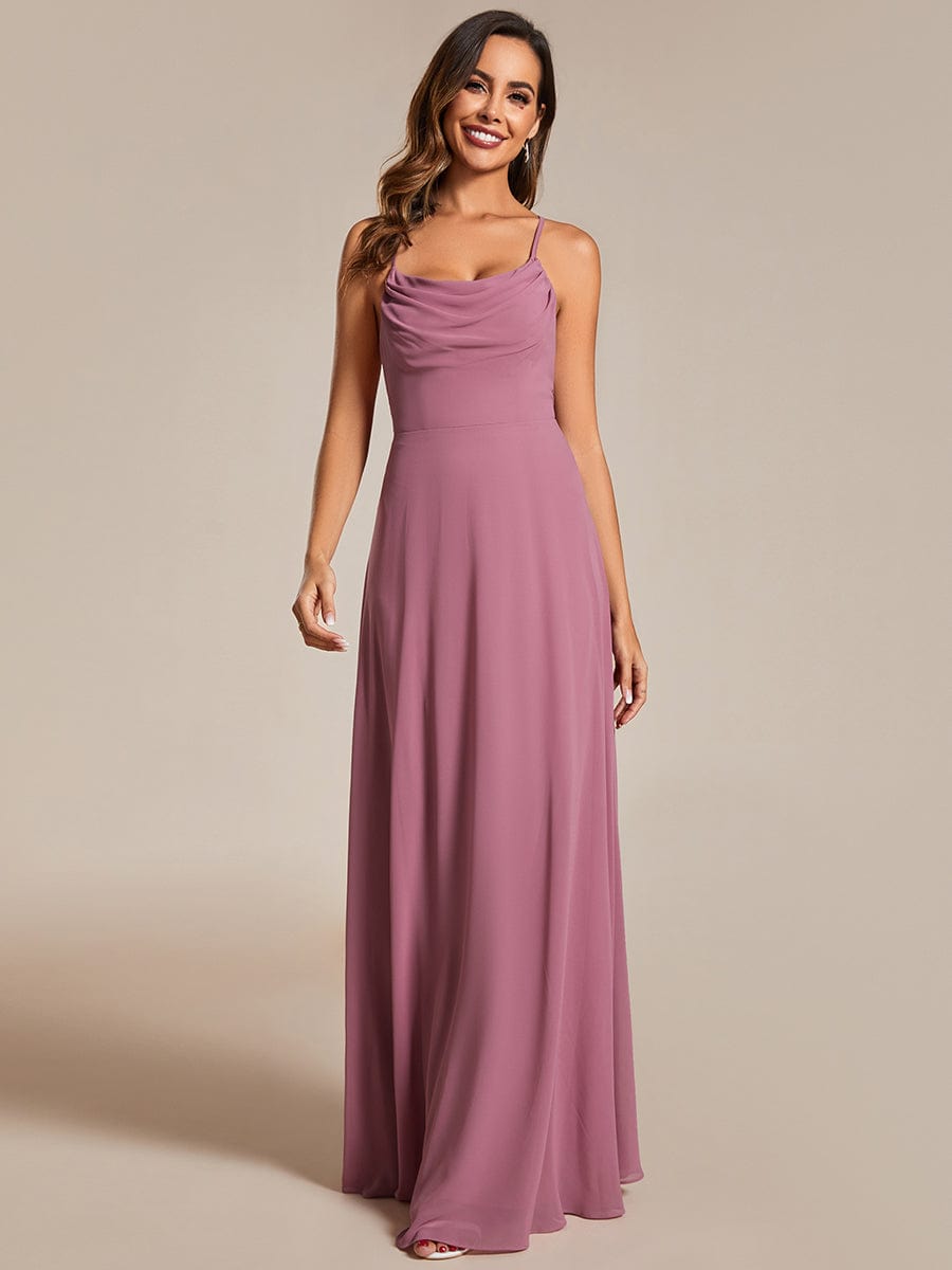 Elegant Sleeveless A-Line Chiffon Bridesmaid Gown with Criss-Cross Back Detail