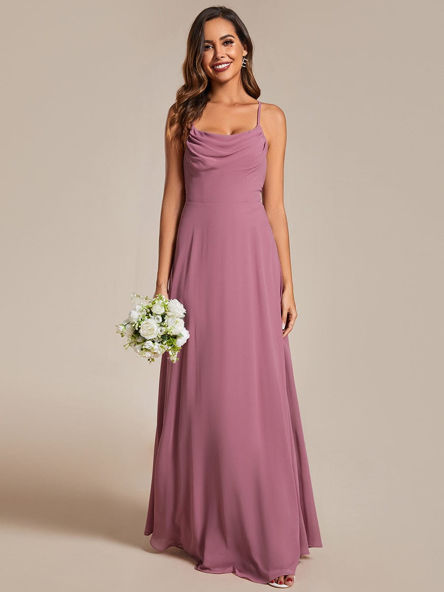 Elegant Sleeveless A-Line Chiffon Bridesmaid Gown with Criss-Cross Back Detail