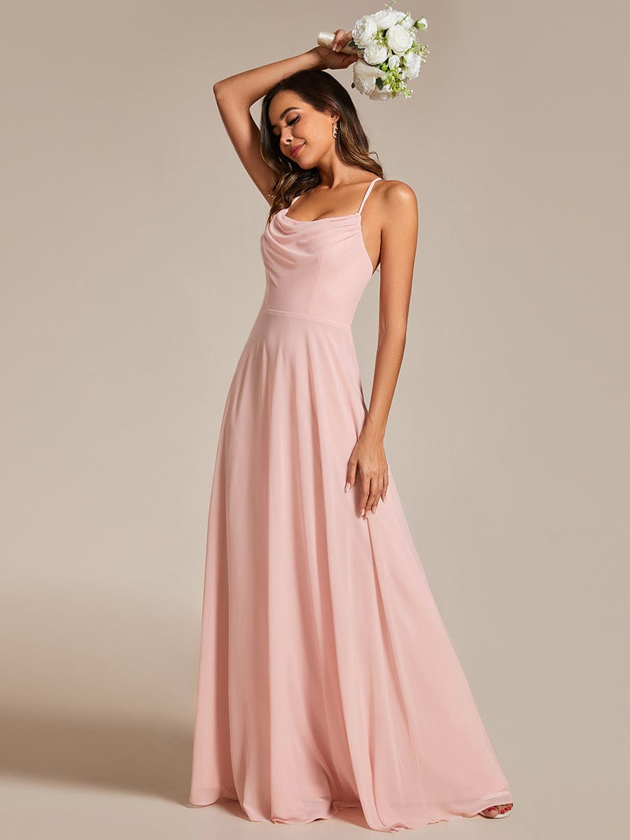 Elegant Sleeveless A-Line Chiffon Bridesmaid Gown with Criss-Cross Back Detail