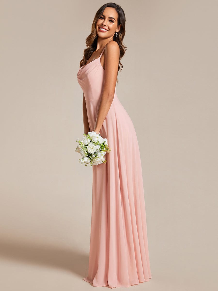 Elegant Sleeveless A-Line Chiffon Bridesmaid Gown with Criss-Cross Back Detail